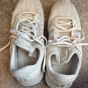 Nike Cream/White Mesh Athletic Sneakers